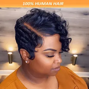 Wholesale 2025 NEW Chic Pixie Cut Bob Wig for Women - 6 Inch Loose Wave, 150% Density, Natural Black Human Hair with Side Part, HD Lace Front, 13x4x1 T-Part, Short Curly Style, Perfect for Daily Wear & Parties