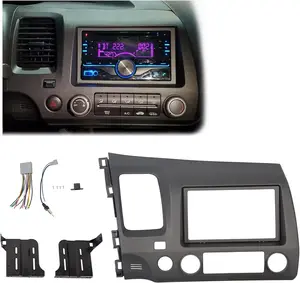 KQQIO Double Din Radio Bezel, 2006-2011 Honda Civic Dash Kit Trim Panel - Dark Gray, OEM Fit, Easy Install, Durable Automotive Interior Accessory Replacement, Automotive Interior Accessories, Durability