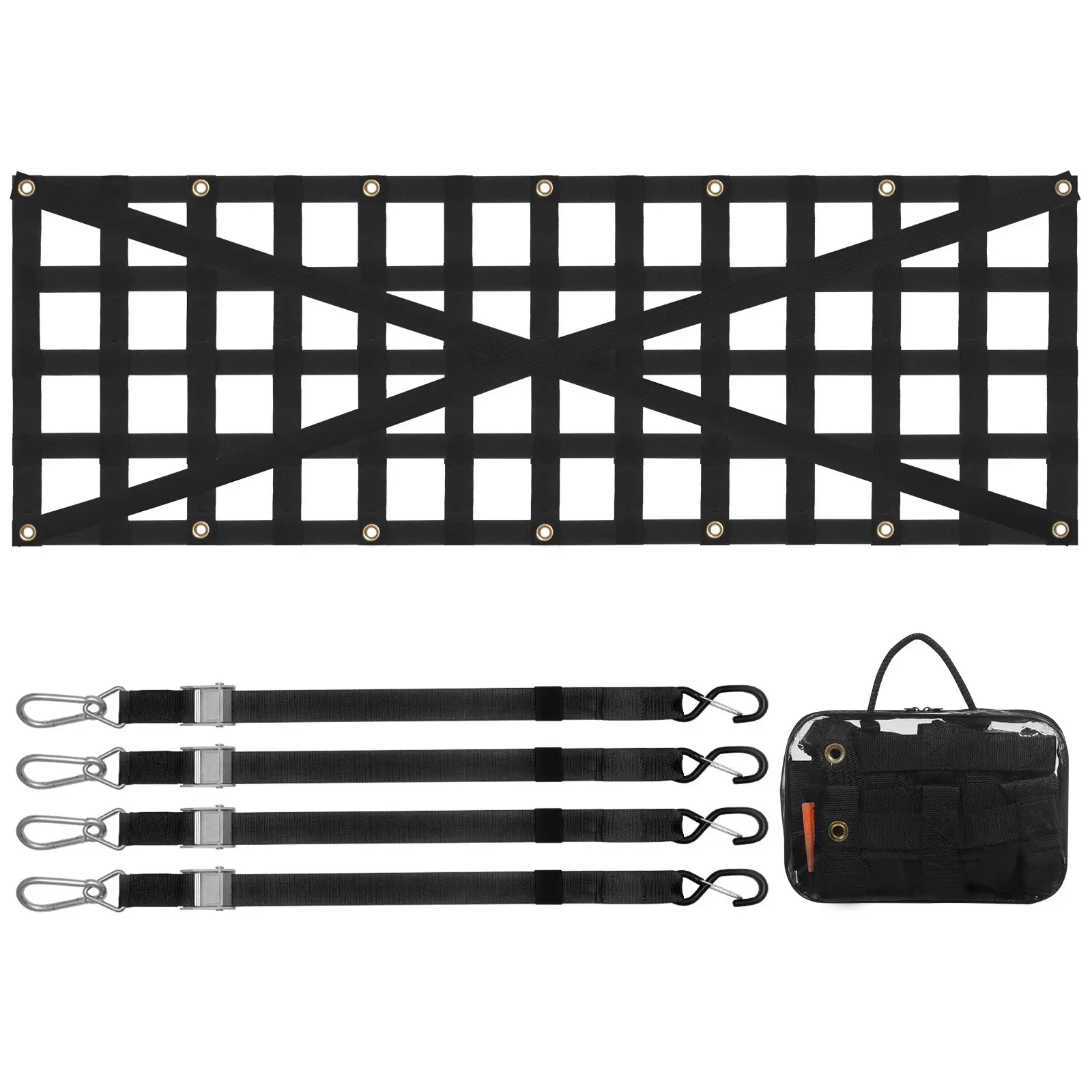 【DealsForYouDays】VEVOR Tailgate Net, 54 in x 18 in, Heavy Duty Cargo Net for Truck Bed with 4 Adjustable Telescopic Straps, Cross-reinforced Design, Extendable & Durable, Suitable for Pickup, Truck, Trailer, Jeep, SU
