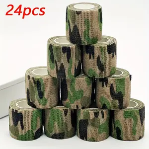 24pcs Camouflage Self-Adhesive Elastic Bandage – Multi-Purpose Wrap for Hunting, Camping & Sports, Tactical Equipment, 5cm/1.97in