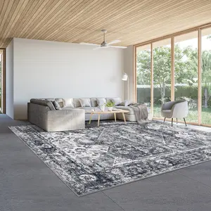 Washable Vintage Printed Carpet - Soft Imitation Cashmere, Large Size, Suitable for Living Room, Bedroom, Restaurant & Office
