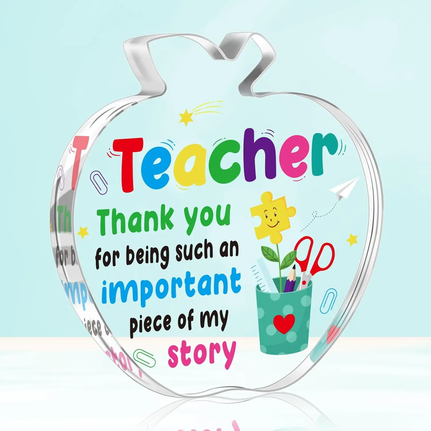 Apple Shaped Teacher Appreciation Gift, Creative Clear Apple Ornament, Teacher Graduation Retirement Gift, End Of Year Best Teacher Gift from Students, Decor, Acrylic Sign