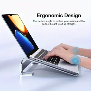 1PIECE Ergonomic Aluminum Laptop Stand Detachable Notebook Riser with Height Adjustment Silver Black for Office and Home Use