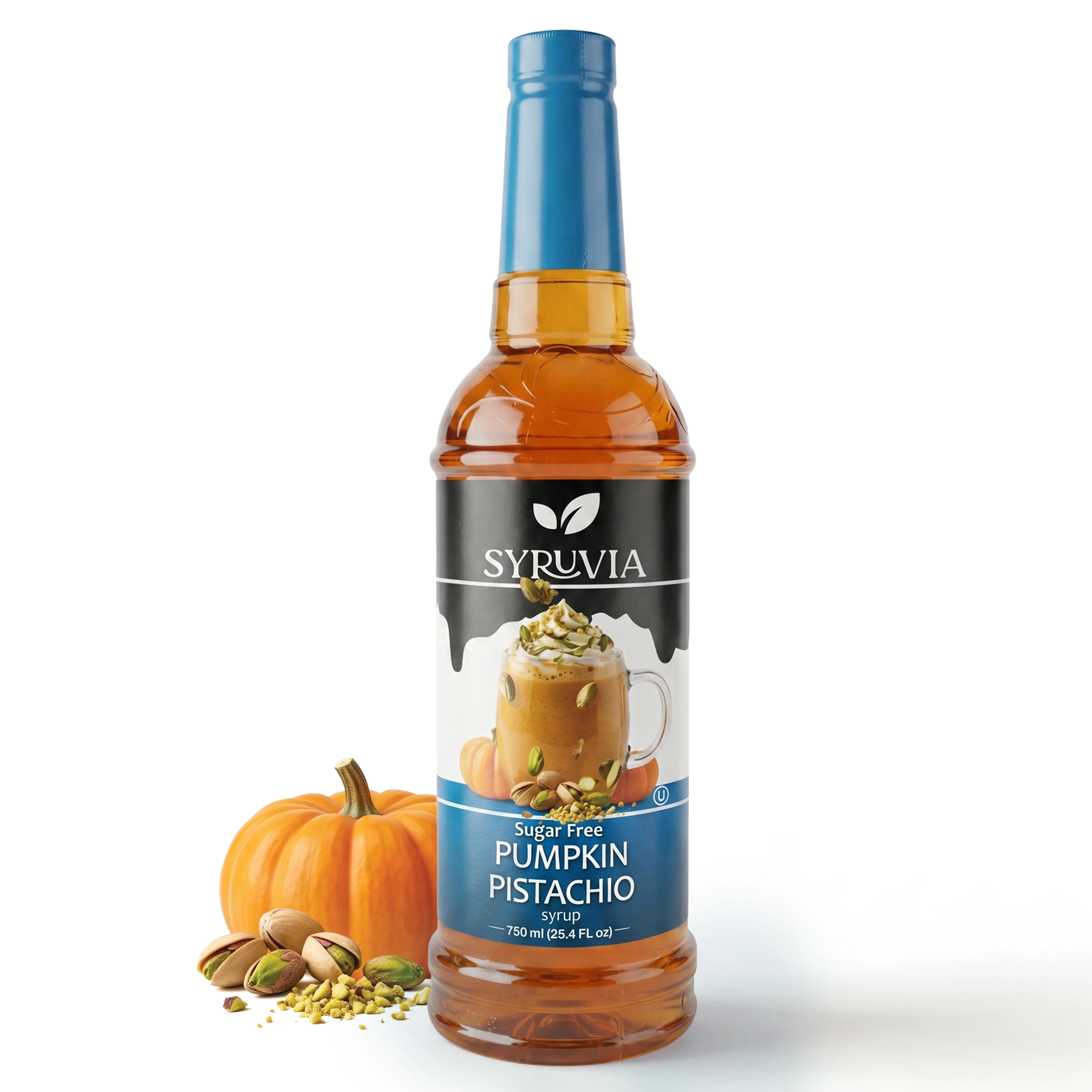 Syruvia Sugar Free Coffee Syrup, Pumpkin Pistachio Flavored Syrup for Drinks, Lattes, and Desserts – 25.4 fl oz, Gluten Free, Plastic Bottle, Us, Adults