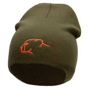 Cheetah Face Embroidered 8 inch Acrylic Short Blank Beanie