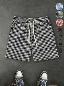 Unisex design, urban casual style, solid-colored checkered shorts. Stylish and casual streetwear, suitable for Y2K fashion, beachwear, campus activities, sports, commuting, parties, and gatherings. Checked