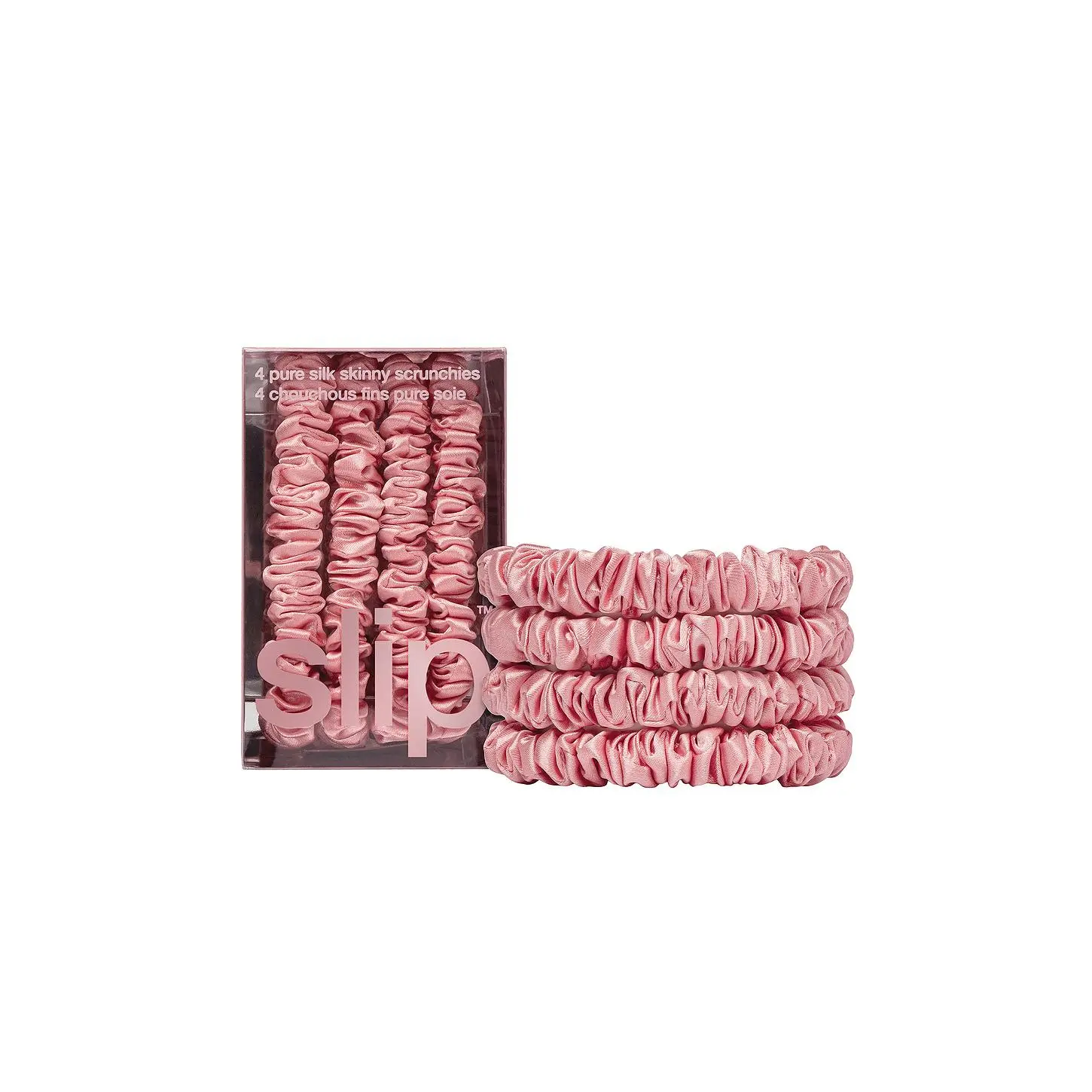 slip Skinny Scrunchies Set Of 4 in Rose