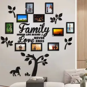 3D Photo Frame, Picture Frame, Plaque College Photo Frame, Wall Decoration Combination Acrylic Self Pasting DIY Photo Frame Selfie Gallery Collage With Hanging Template And Wall Mounting Design, Home Tree