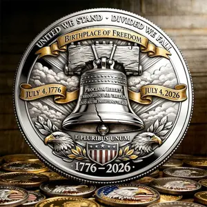 1776–2026 USA 250 Years Coin Set – Liberty Bell  Patriotic Challenge Coins Gift for Patriots