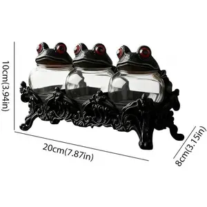 Witchy Frog Apothecary Spice Jars Set of 3, Handcrafted Frogs Spice Jar Set for Salt Pepper and Herbs,2026 Unique Vintage Jars with Frog Lids, Gothic Food Storage Containers Figurine