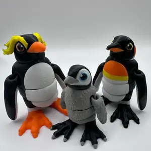 Penguin Articulated Fidget Set - Dad, Mom & Baby Options 3D Printed Desk Ornament Figurines
