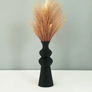 Black Vase, Home Decorative Vase, Matte Simple Boho Vase for Pampas Grass, Soothingly Textured Pampas Grass Vase, Flower Vase for Pampas Grass, Home, Living Room, Dining Table, Farmhouse, Office Decor, Bedroom, Table, and Kitchen Shelf