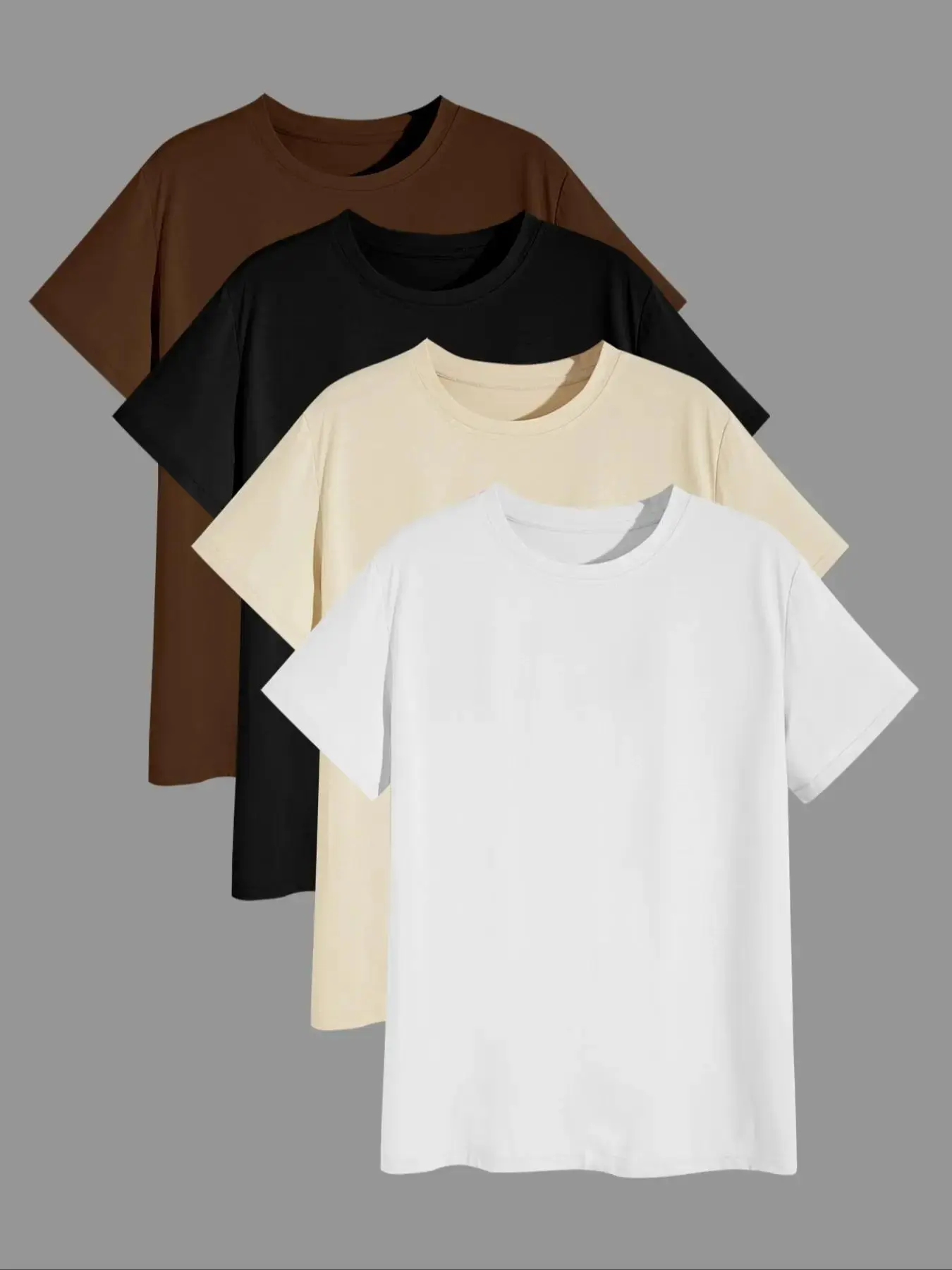 Men's Solid Plain Round Neck Tee, Regular Fit Basic Short Sleeve Crew Neck T-Shirt for Summer, Summer Clothes, Men's Casual Tops for Daily Wear