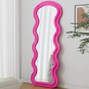 Flannel Full Length Wave Rose Floor Mirror  For Bedroom Living Room Hanging Or Against The Wall
