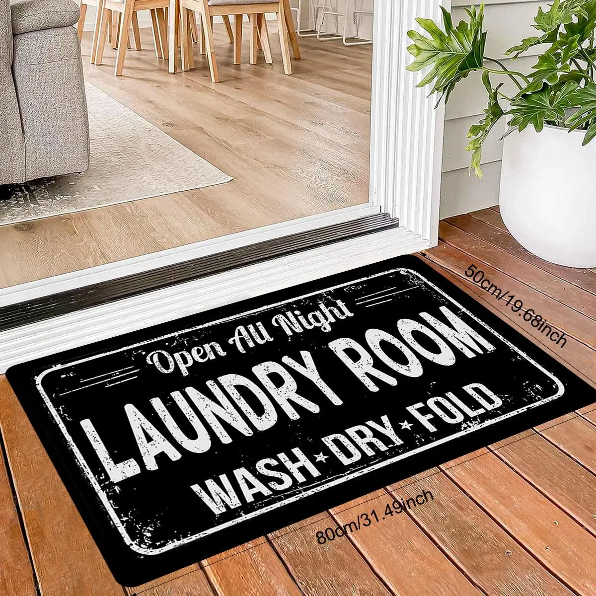 Letter Print Non-slip Floor Mat, 1 Count Washable Water Adsorption Carpet, Decorative Rug for Laundry Room, Entrance, Living Room Decor