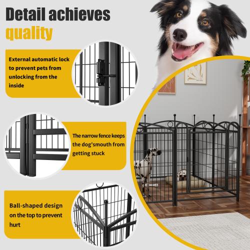 Heavy Duty 8-Panel Metal Dog Playpen with Door, 32" Indoor/Outdoor Pet Exercise Pen for Large, Medium & Small Dogs, Foldable Puppy Fence for Yard, Camping, Home - Easy Setup Portable Kennel