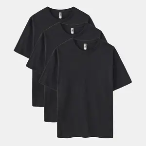 Solid All Black 3-Pack Crew Neck Menswear Top