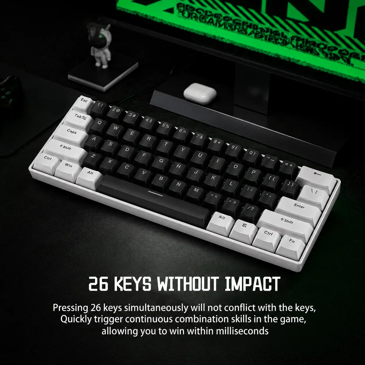 60% Hot Swappable Mechanical Keyboard, 61 Keys RGB Backlit Wired Gaming Keyboard, Red/Blue Switch PBT Keycaps, Compact Mini Keyboard for PC Mac Laptop Gamers