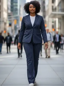 Heritage Pinstripe Executive Suit - Navy Tailored Blazer & Trousers