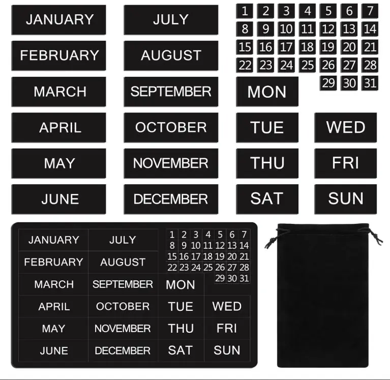 50 Pcs Calendar Magnet Numbers for Whiteboard and Refrigerator, Magnetic Days of The Week and Months Magnetic Calendar Dates Indicators for Office
