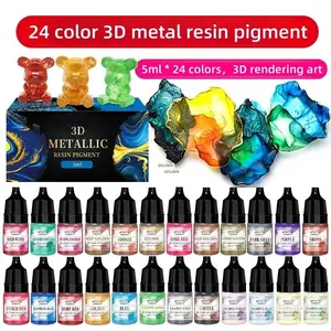 5ml * 24 color resin rendering pigment set, metal gradient dye, fluid art dye, suitable for resin DIY fluid art rendering effect, DIY resin dye craft pigment, suitable for DIY handmade production