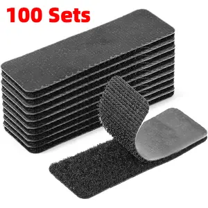 100 Sets Hook and Loop Tape Sticky Back,1.2 in.x 3.15 in. Double-Sided Adhesive Strip,Heavy Duty