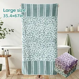 1 Count Quick - Drying & Absorbent Bath Towel with Leopard Print.  Light & Soft Tones, Multiple Colors Available, Creates a Cozy Bathroom Atmosphere