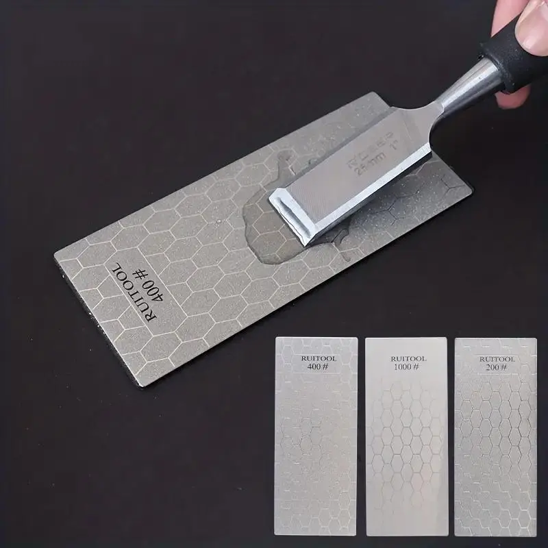 3pcs Diamond Whetstone Sharpening Stone Set for Pocket Knives, Coarse Fine Grit 200 400 1000, Non-Slip Base for Dry and Wet Grinding