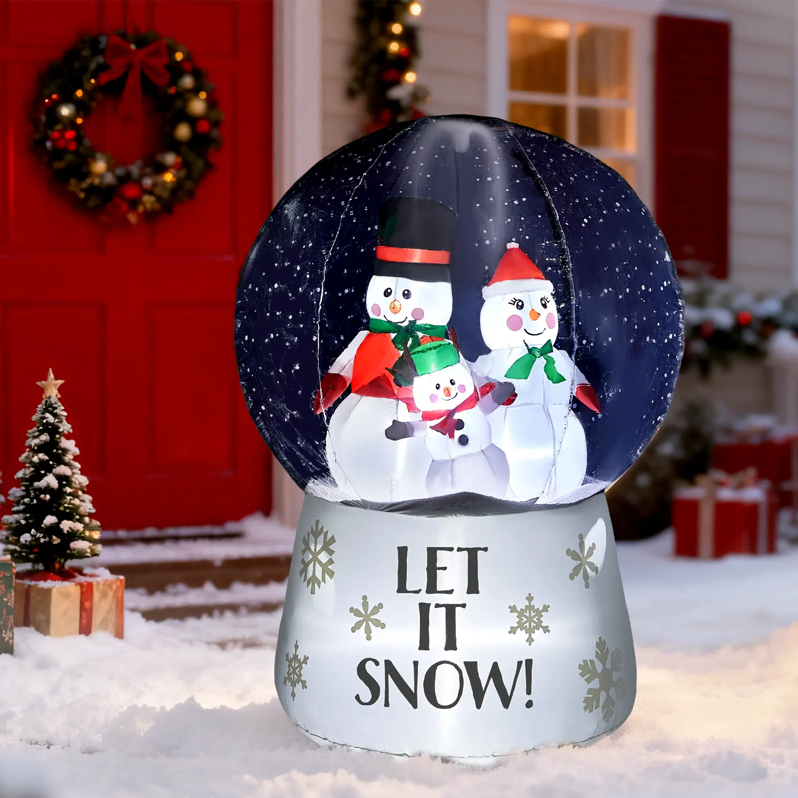VINGLI Christmas Decorations Outdoor Inflatable Lighted Decor, Blow Up Yard Decoration with Electric Blower for Holiday Indoor Outdoor Garden Decor 6FT Snowing Crystal Ball