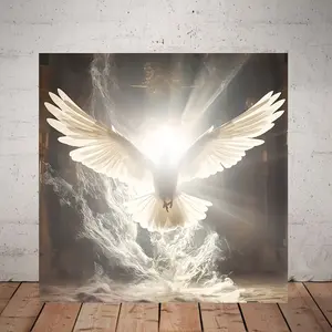 White Dove Art Poster  Abstract Resplendent Dove Oil Painting Reproduction, Frameless Square Wall Art for Home Decor, Vivid Modern Artwork Living Room Angel Bedroom Decoration Photo Ornaments Artistic Print