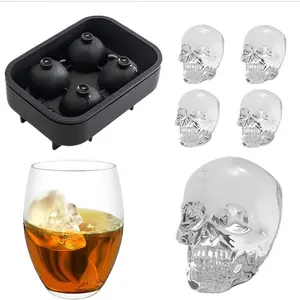 3D Skull Ice Cube Mold Silicone, Whiskey Ice Cube Trays with Funnel, Creative Skull Ice Maker for Parties, Fun Resin Chocolate and Sugar Molds，big/Small Skull mold