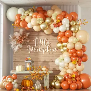 149Pcs Fall Balloon Arch Kit Thanksgiving Balloons Little Pumkin Balloon Garland With Brown Burnt Orange Balloons For Autumn Birthday Little Pumpkin Wedding Fall Baby Shower Decorations