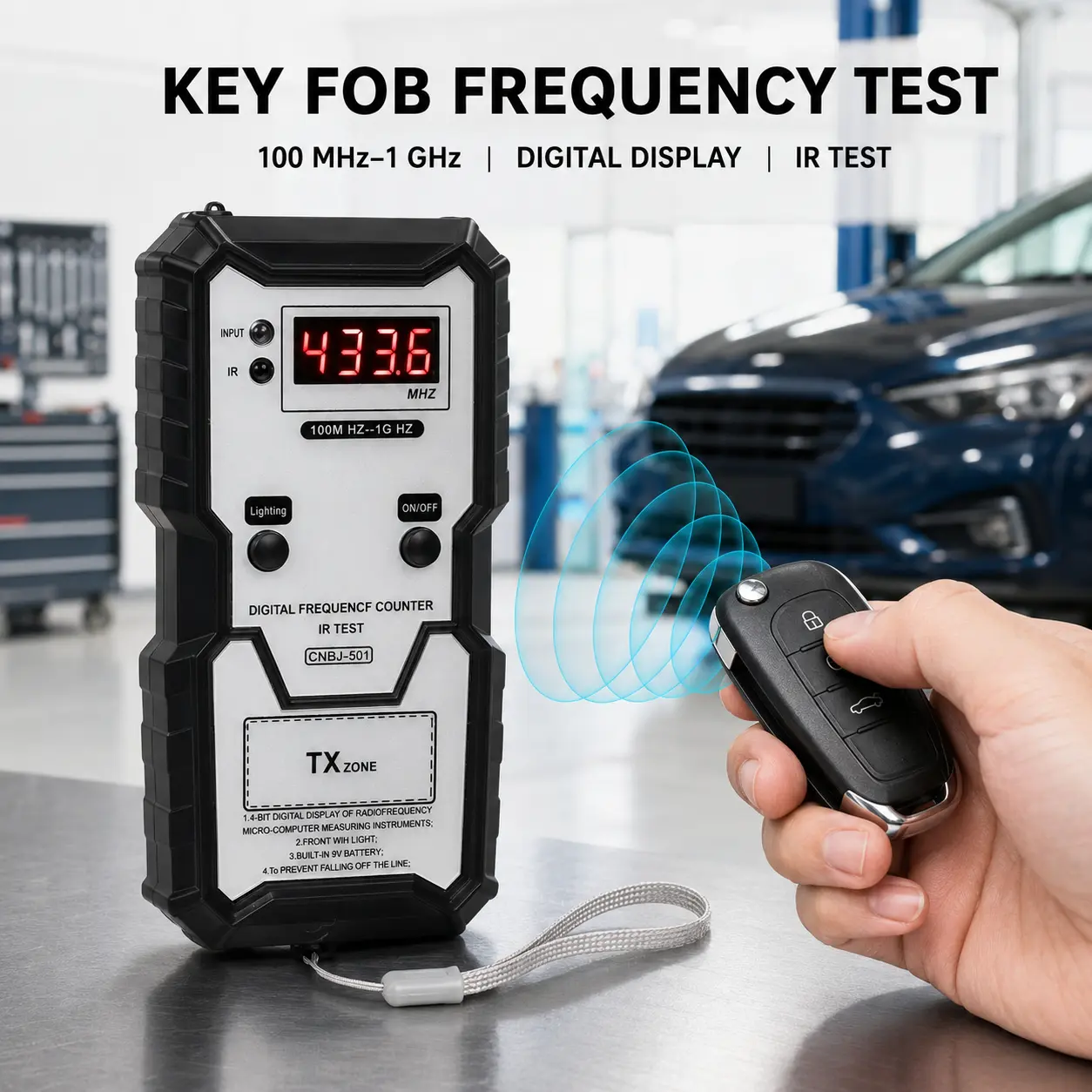 High-Accuracy Digital Remote Key & Infrared Frequency Tester, 100MHz-1GHz Signal Detector with LED Display for Automotive Remote Keys