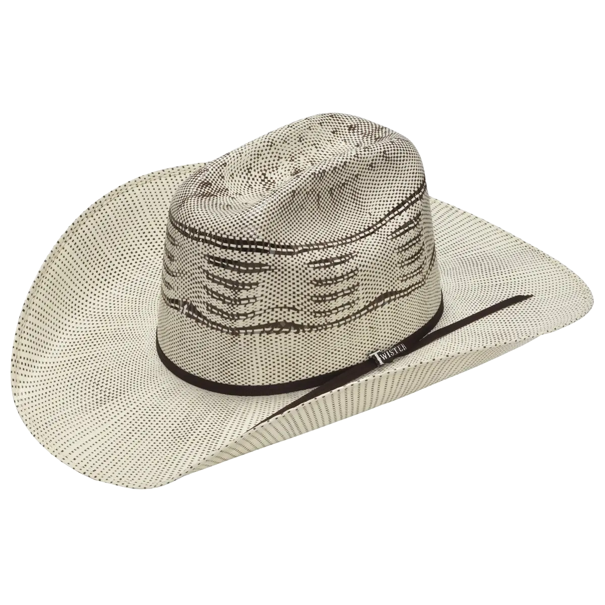 Twister Unisex Bangora Ivory an Brown Crossed Western Straw Hat T71852