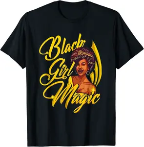 Celebrate Black Girl Magic Melanin Women Gold Black Girl T-Shirt - Hufsakha Shop 36B099GRTBV4