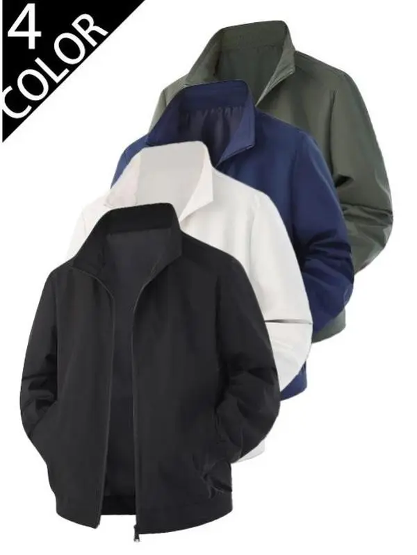 2026 New Versatile Men Casual Jacket, Windproof Loose Fit Outdoor Sports Long Sleeve Outer Coat, Trendy All-Match Streetwear Layering Top, Breathable Durable Cross-Border Apparel For, Lightweight Fashion Zip Up Garment Suitable For Hiking Commute S
