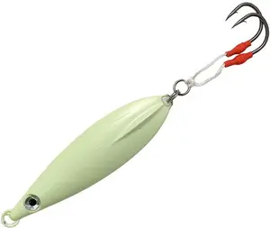 Fat Falling Knife Jigs 200g, 3 Pcs All Glow, Center-Balanced Butterfly Jigging, Wobbling Action for Saltwater Bottom Fishing, Ideal for Tuna, Grouper, Snapper