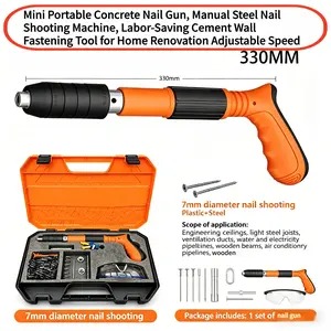 Mini Portable Concrete Nail Gun, Manual Steel Nail Shooting Machine, Labor-Saving Cement Wall Fastening Tool for Home Renovation Adjustable Speed