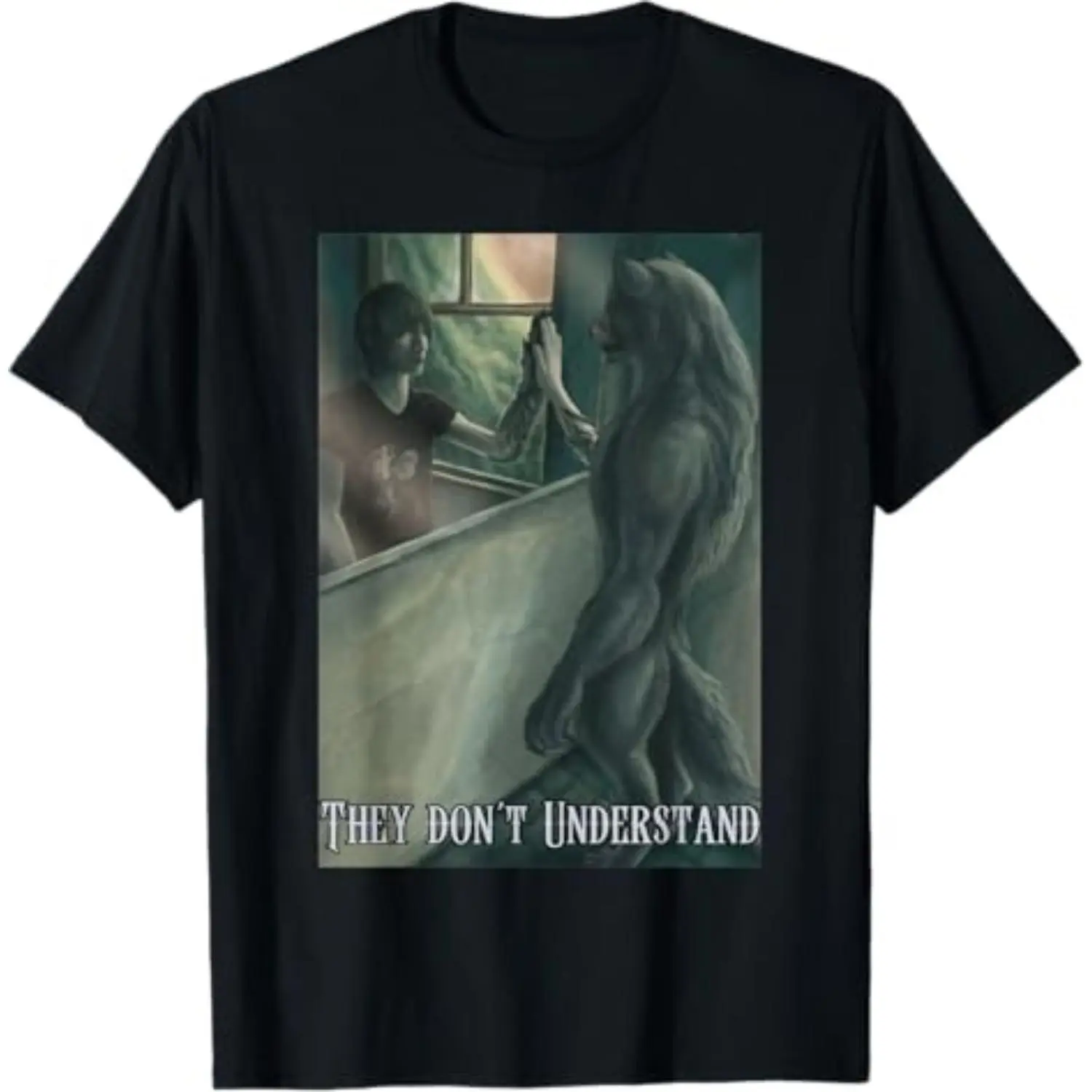 Menswear Cotton Fabric Oversized Relaxed Fit Summer T-Shirt, Werewolf Ripping Meme Alpha Wolf Literally Me Design