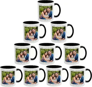 Personalized bulk coffee cup set, 11 oz (approx. 345 ml), ceramic coffee cups with customizable images/logos/text, unisex personalized gift for corporate gifts, available in multiple colors, suitable for offices, hotels, or cafes.