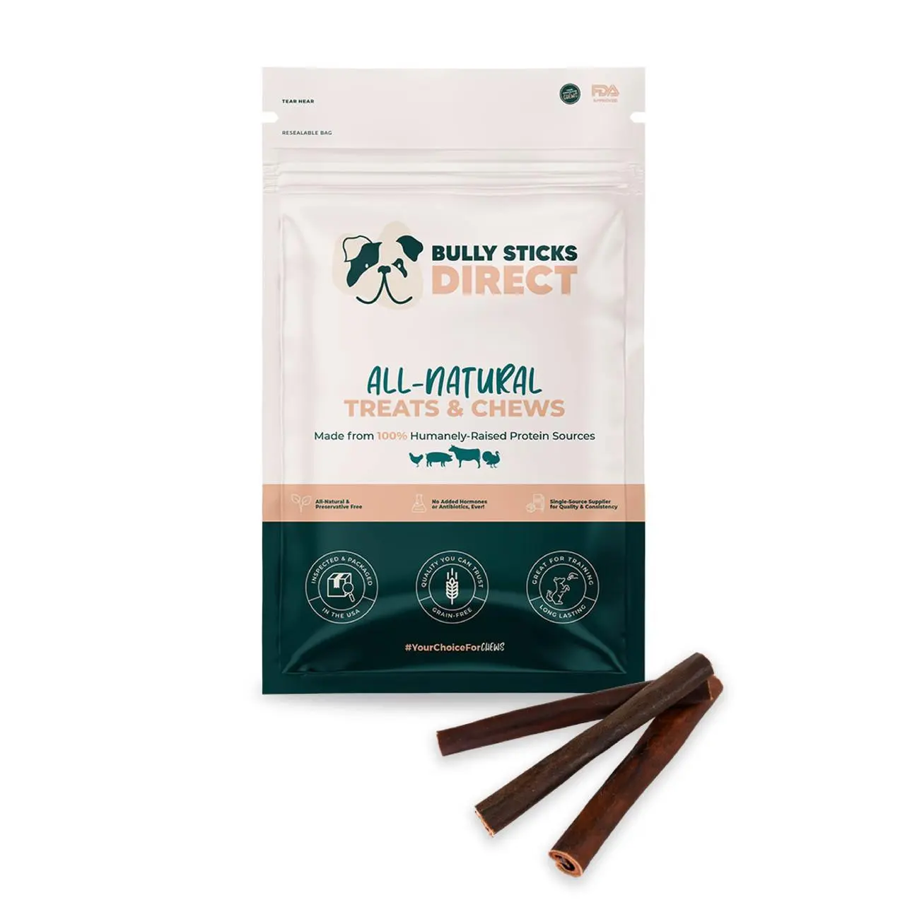 Bully Sticks Direct 12" Beef Collagen Sticks - All-Natural Low Odor Straight Chews for Medium & Large Dogs - Grain-Free & High Protein Treats
