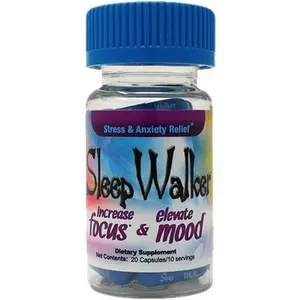 SLEEP WALKER Vitamin Capsules - 20 Ct. Sugar-Free Healthcare Dietary Supplement with Energy-Boosting, Brain Nutrients, Focus-Boosting & Mood-Elevating Benefits Bottle