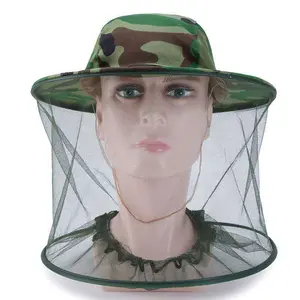 Outdoor Camouflage Hooded Veil Net Hat, Beekeeping Hat, Sunshade Hat, Mosquito Net Hat, Beekeeping Supplies for Outdoor Camping Gardening