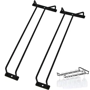 2 Pack 14-Inch Wine Glass Rack, Under Cabinet Kitchen Wine Glass Holder, Stemware Rack, Stemware Storage, Hanging Stemware Holder, Set of 2