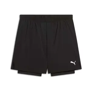 PUMA Mens Woven Logo 2-In-1 Shorts Casual Bottoms Casual - Black