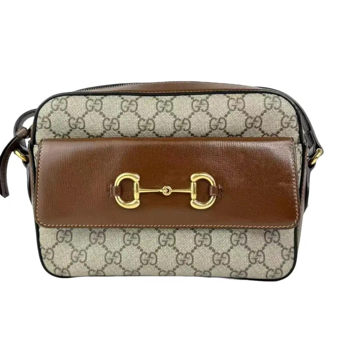 Pre-owned GUCCI Leather Crossbody bags Horsebit 1955 Flap Pocket Camera GG Coated Canvas Crossbody Bag