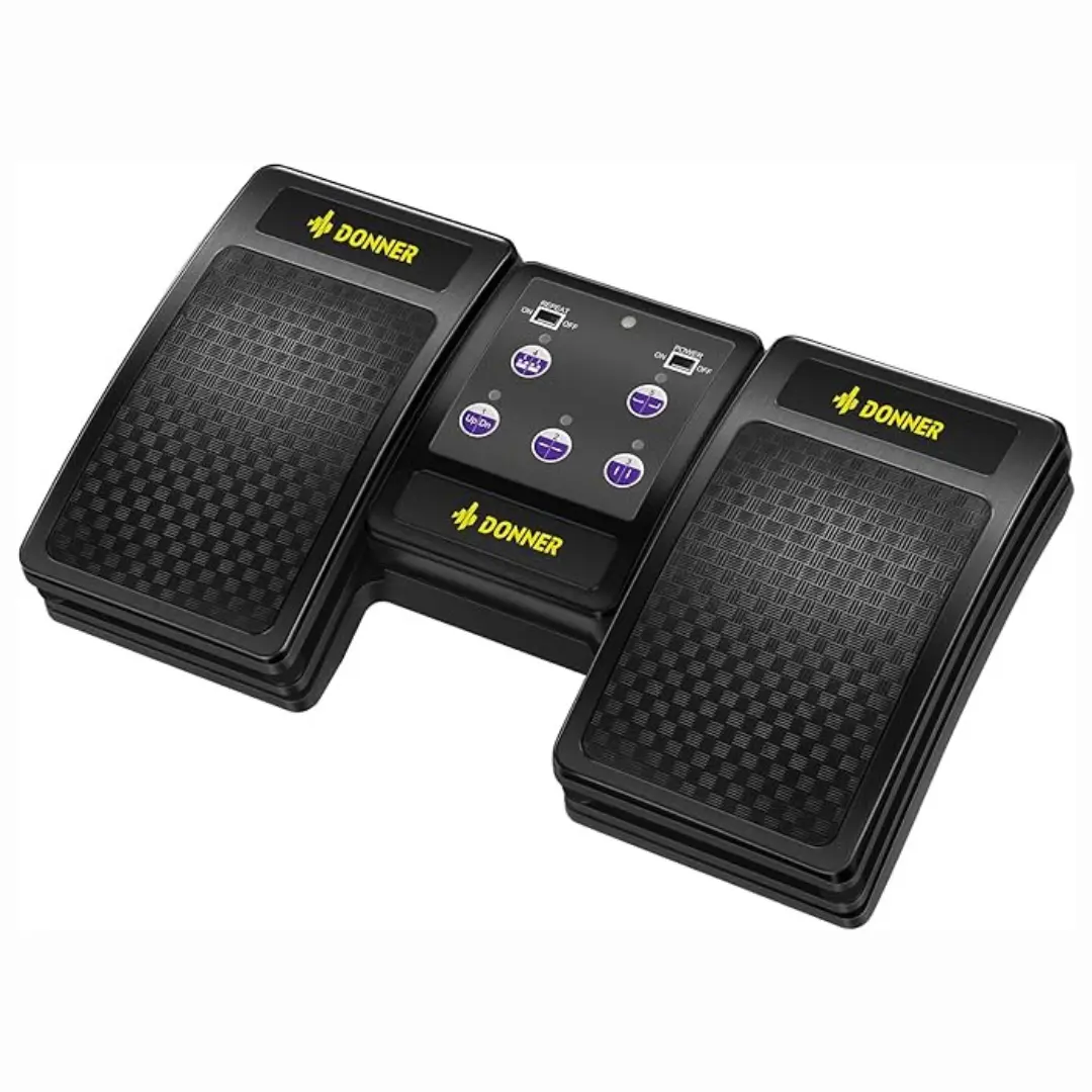 Donner Wireless Page Turner Pedal with Buttons - Charging Function, Precision Control, Tablet Compatibility, Media Control, Reading Support for Digital Pianos & Guitar Tabs, Scrolling
