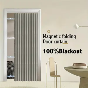 1pc, 100% Blackout Magnetic Door Curtain Pleated Door Curtain Folding Door Accordion Door Closet Door Curtain Invisible Applicable Bedroom Room Living Room Doorway Kitchen Home Decor