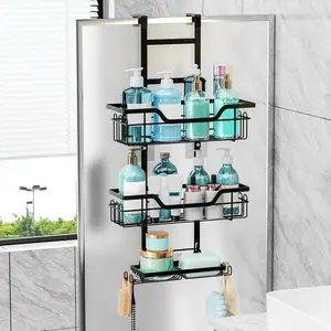 Shower Shelf, 1 Count Durable Multi-layer Shower Gel Storage Rack with Hooks, Bathroom Storage Rack, Home Organizer for Bathroom, Bathroom Shower Organizers