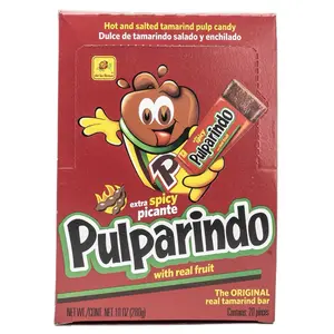 Pulparindo Extra Spicy Picante Candy Tamarind Flavor 20 Pieces - Hot and Salted Pulp Sweet Snack fruit fruits chili candies sour powder Bonbon Sugar mexican dulces